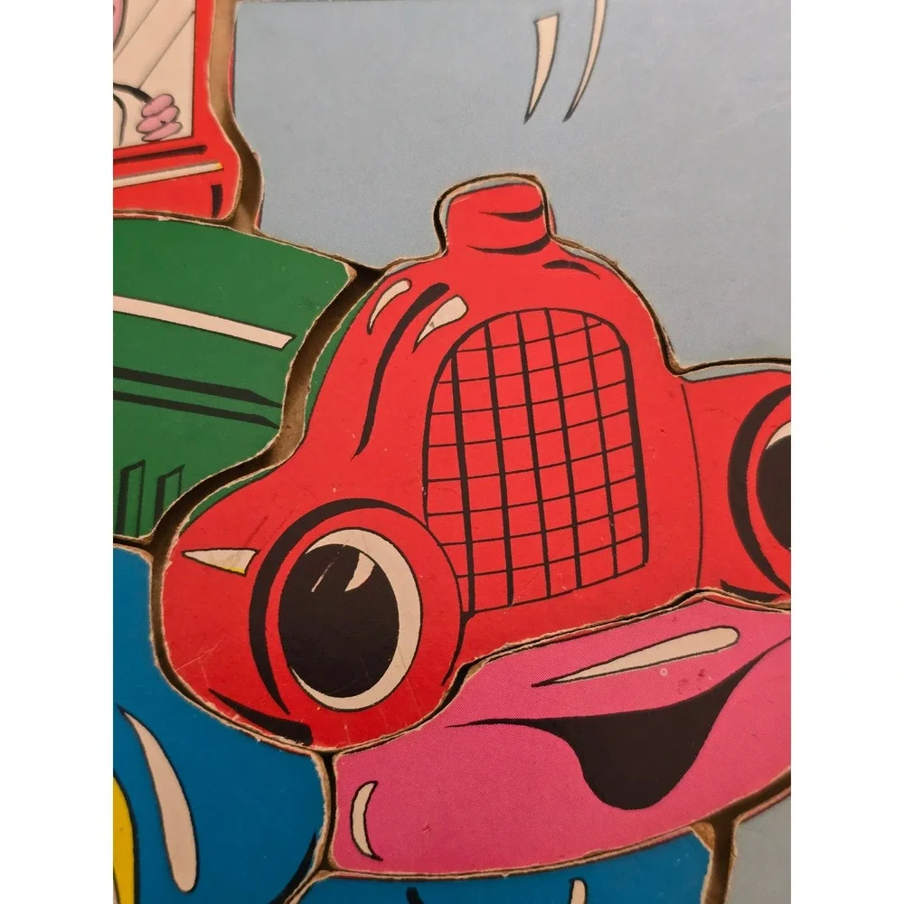 Vintage Connor Toy School Bus Wooden Inlay Puzzle 11 Pieces Ages 2-6 Retro